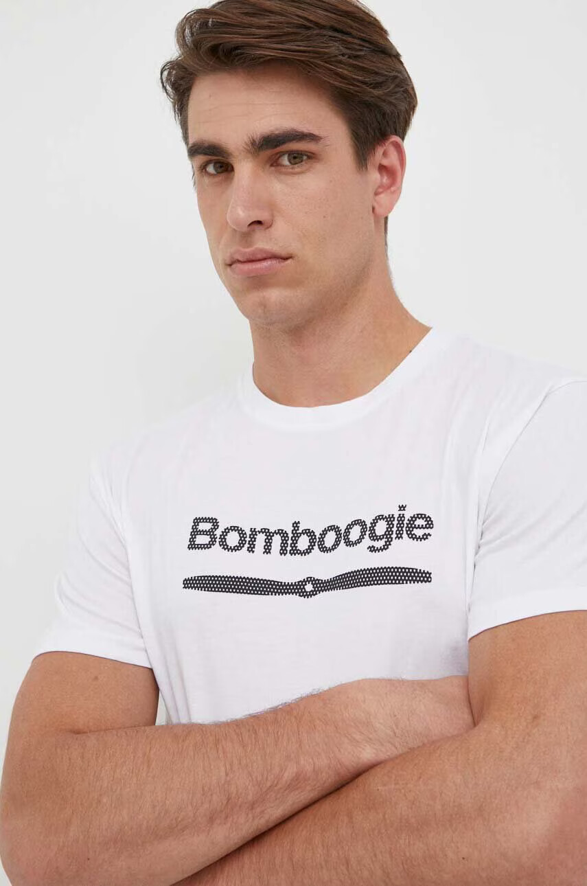 Bomboogie Памучна тениска в бяло с принт - Pepit.bg