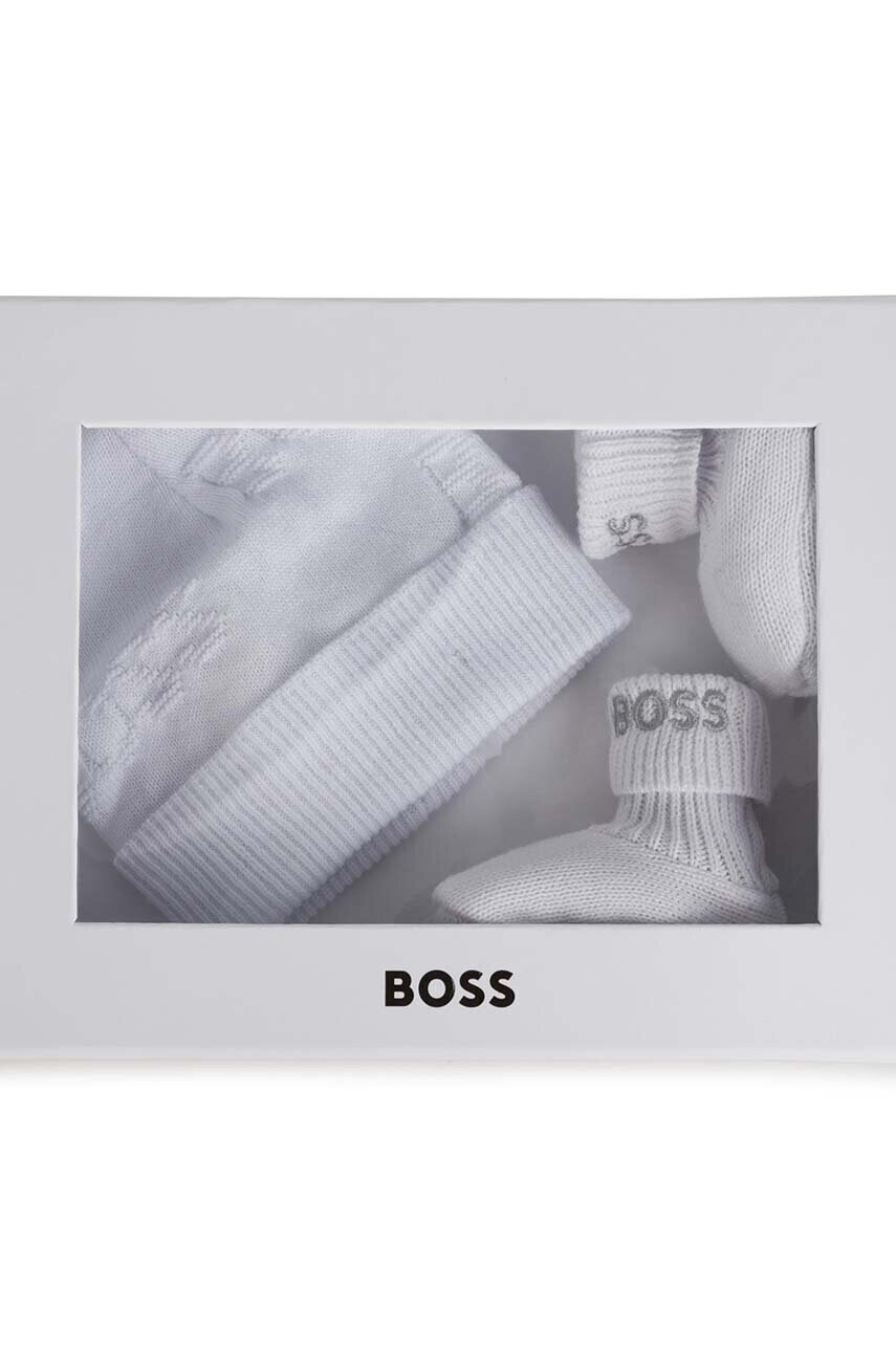 Boss Бебешки памучен комплект в бяло - Pepit.bg