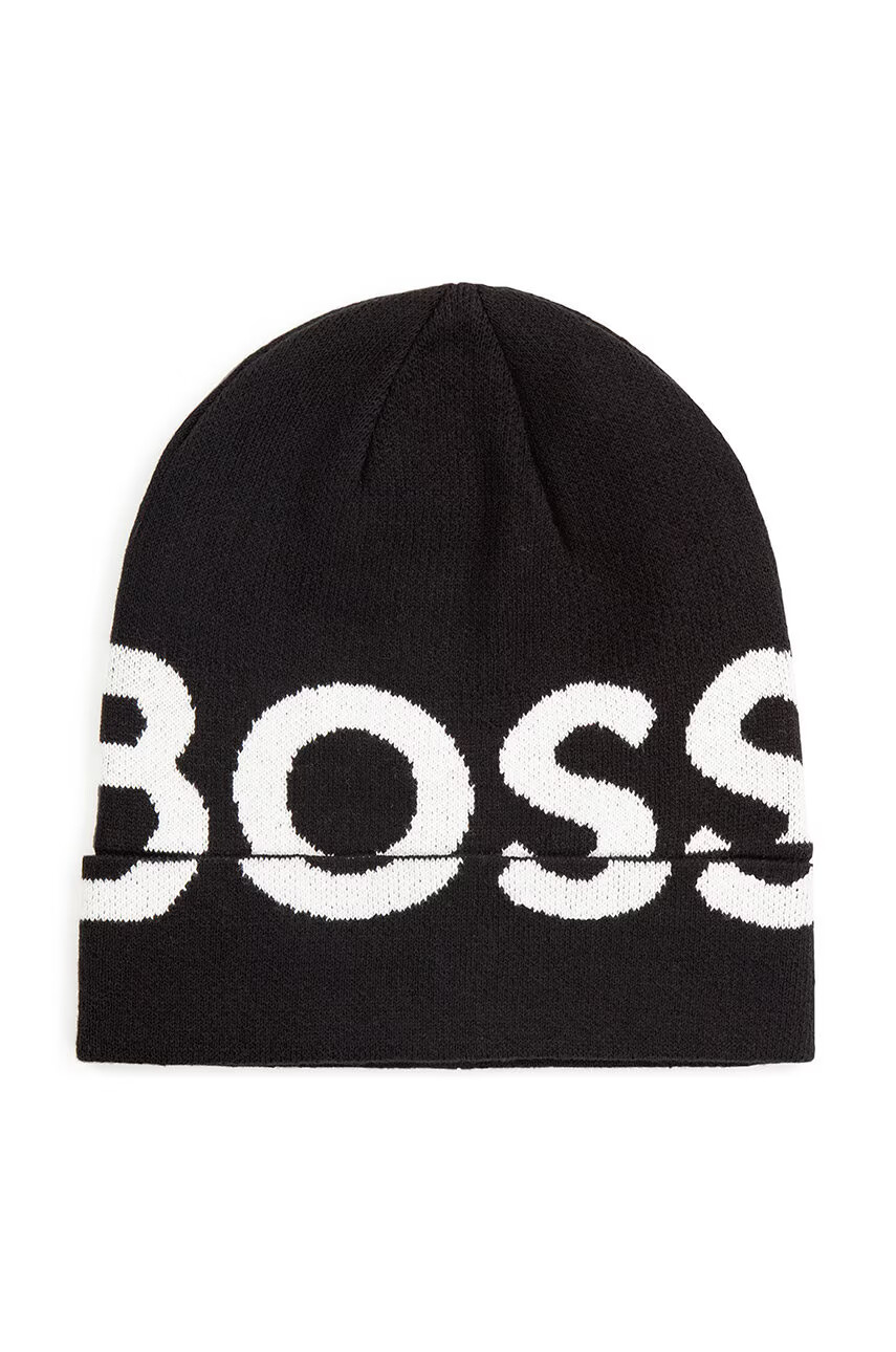 Boss Детска памучна шапка в черно - Pepit.bg