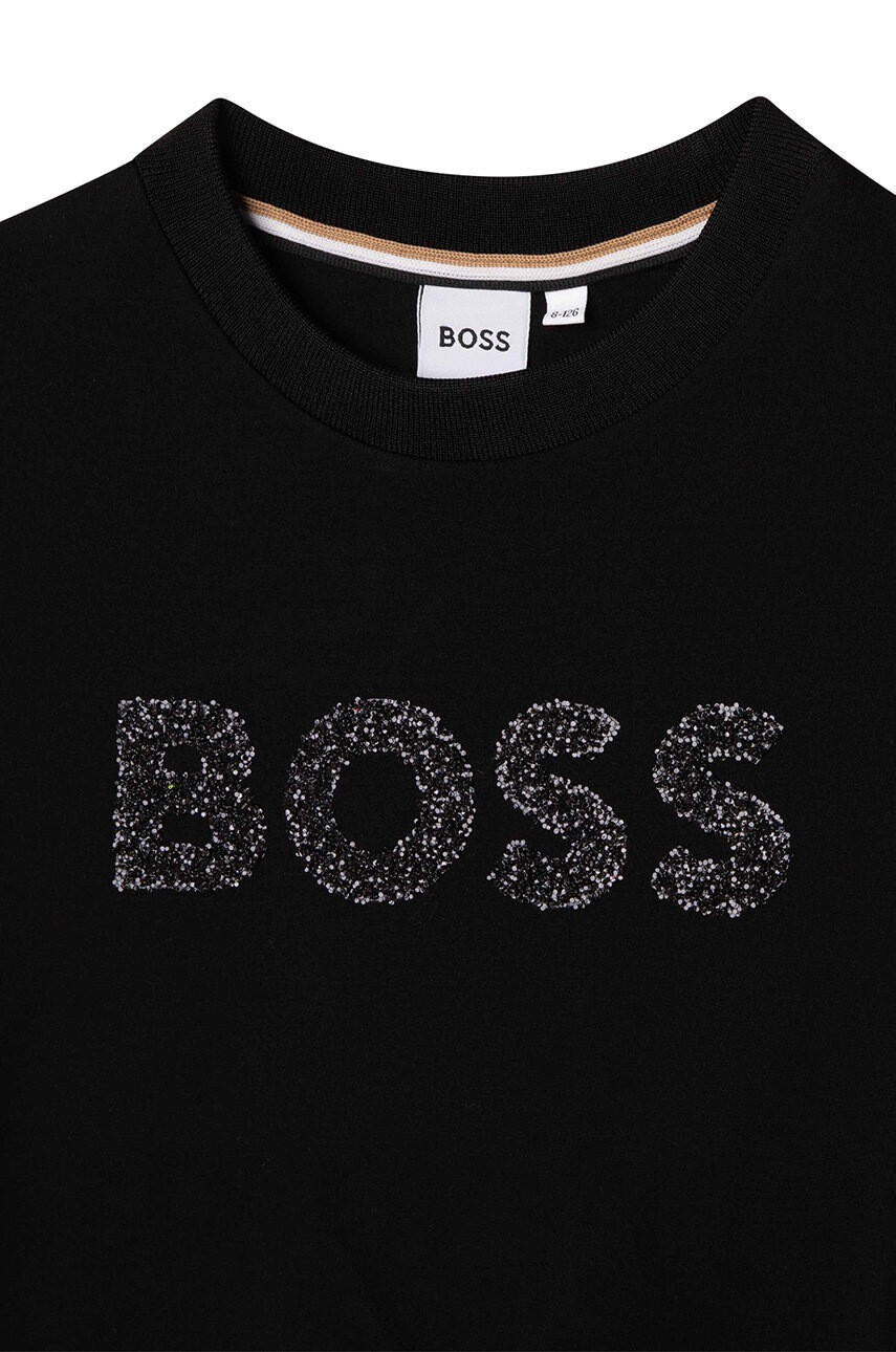 Boss Детски суичър в черно с принт - Pepit.bg
