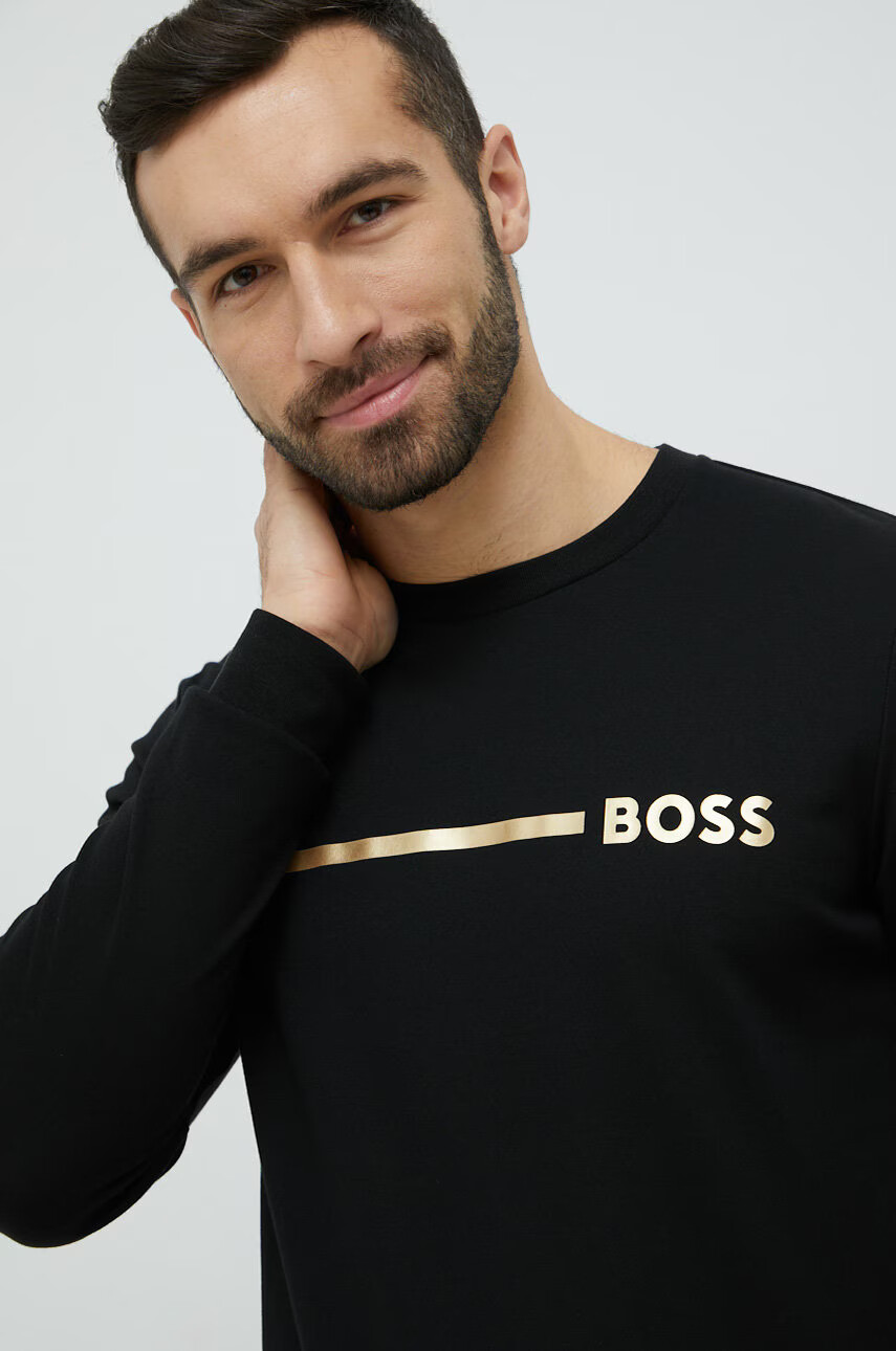 Boss Домашен суичър в черно с принт - Pepit.bg
