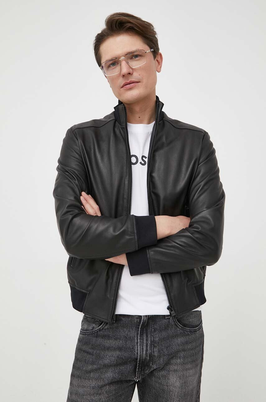 Boss Кожено яке бомбър - Pepit.bg