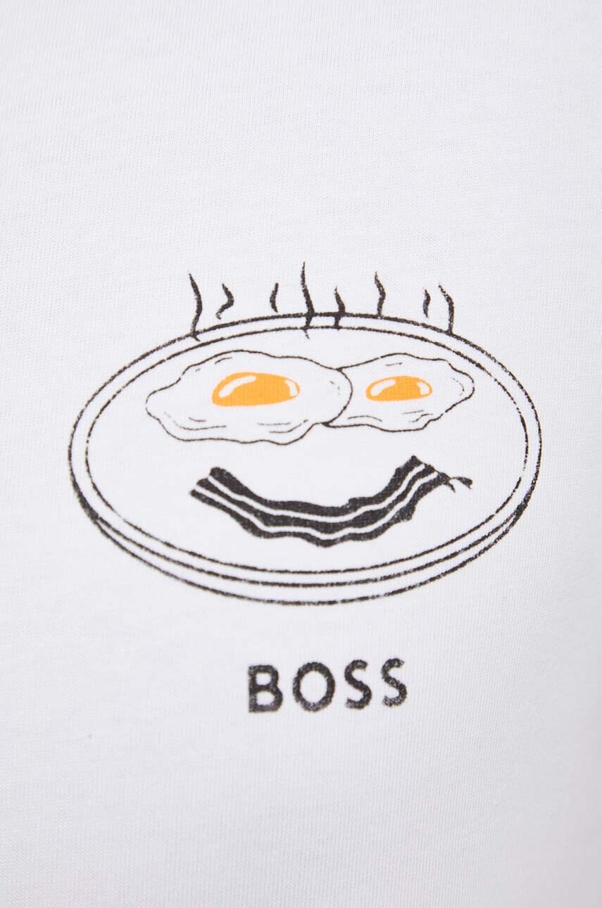 Boss Orange Памучна тениска BOSS в бяло с принт - Pepit.bg