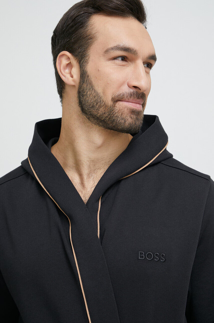 Boss Памучен халат в черно - Pepit.bg