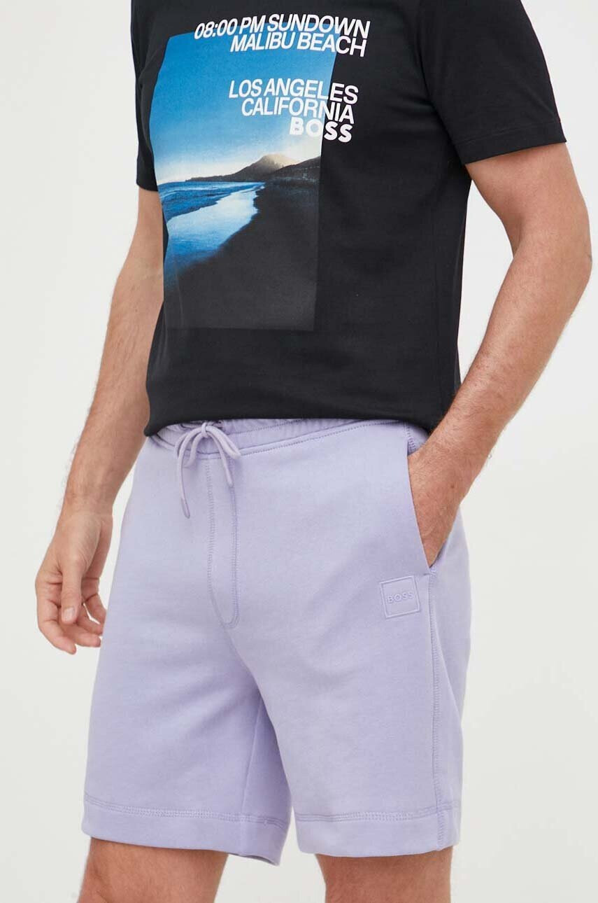 Boss Orange Памучен къс панталон BOSS BOSS CASUAL в лилаво - Pepit.bg