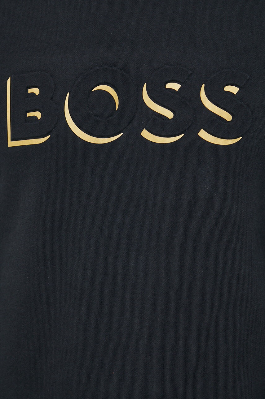 Boss Памучен суичър в черно с принт - Pepit.bg