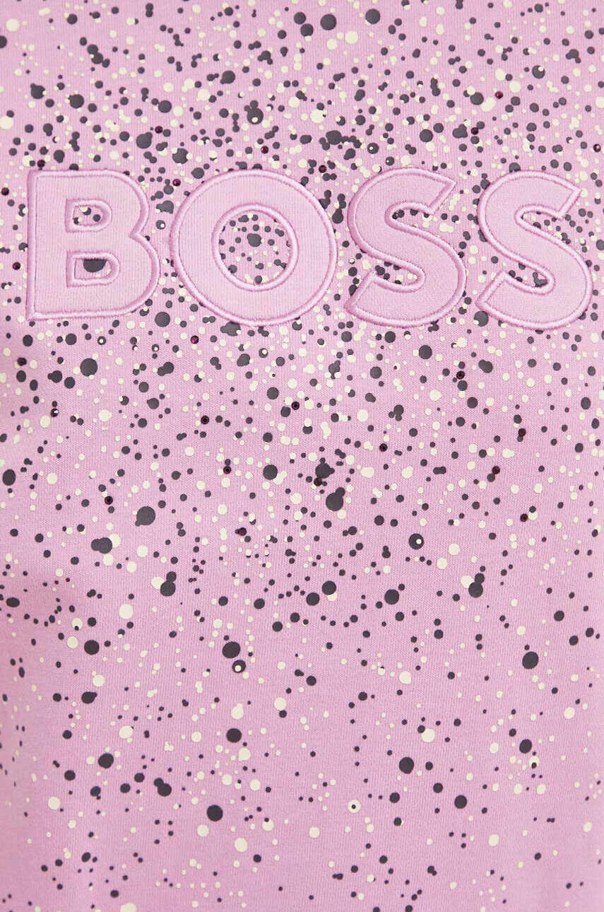 Boss Памучен суичър в розово с принт - Pepit.bg