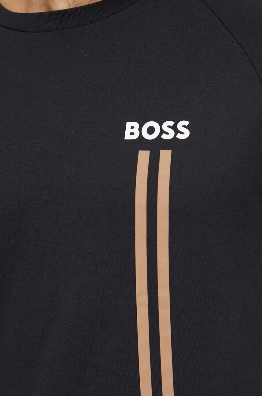 Boss Памучен суичър в черно с принт - Pepit.bg