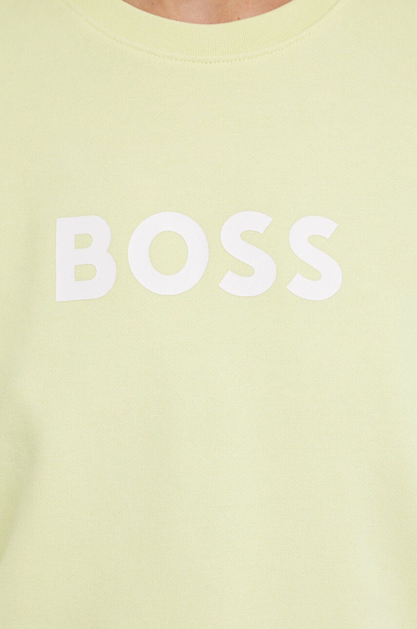 Boss Памучен суичър в зелено с принт - Pepit.bg