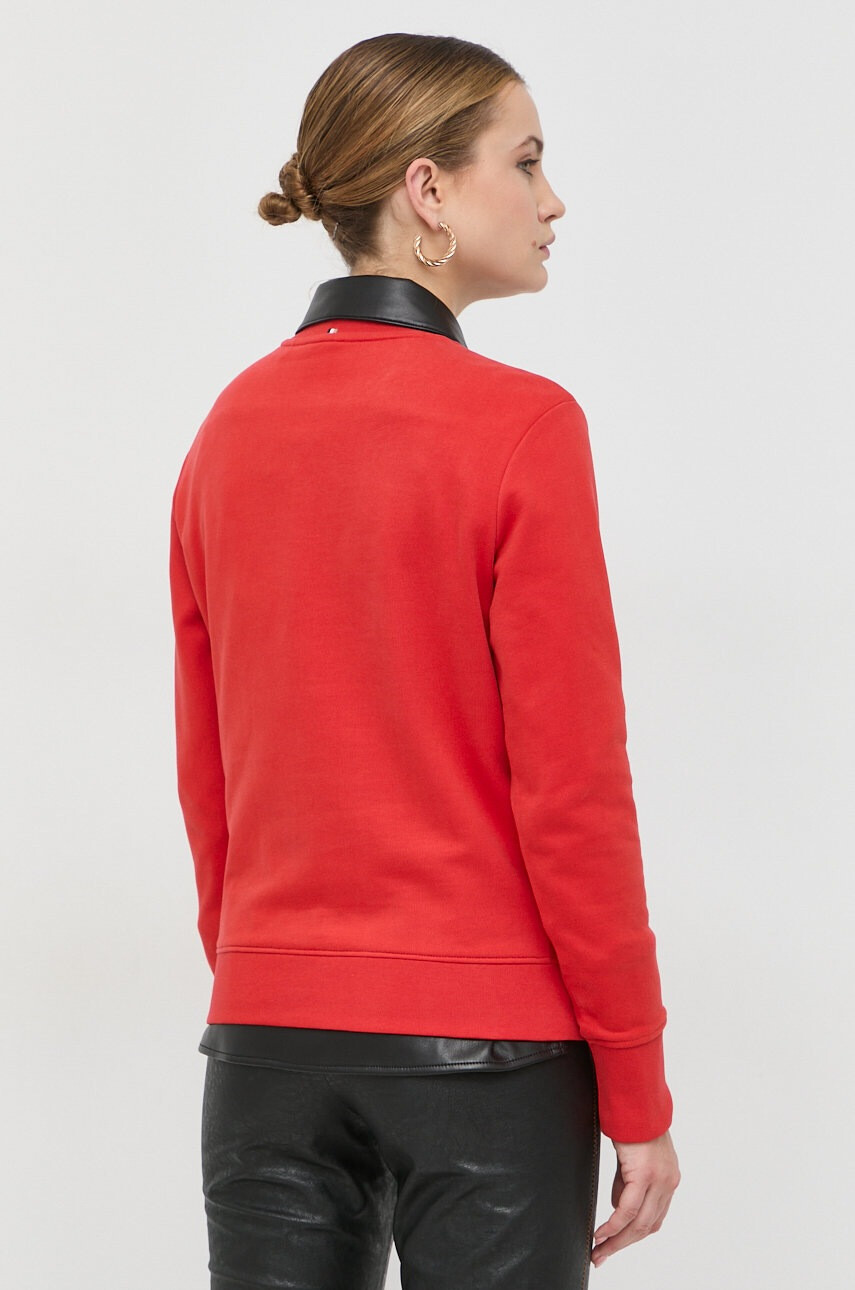 Boss Памучен суичър в червено с принт - Pepit.bg