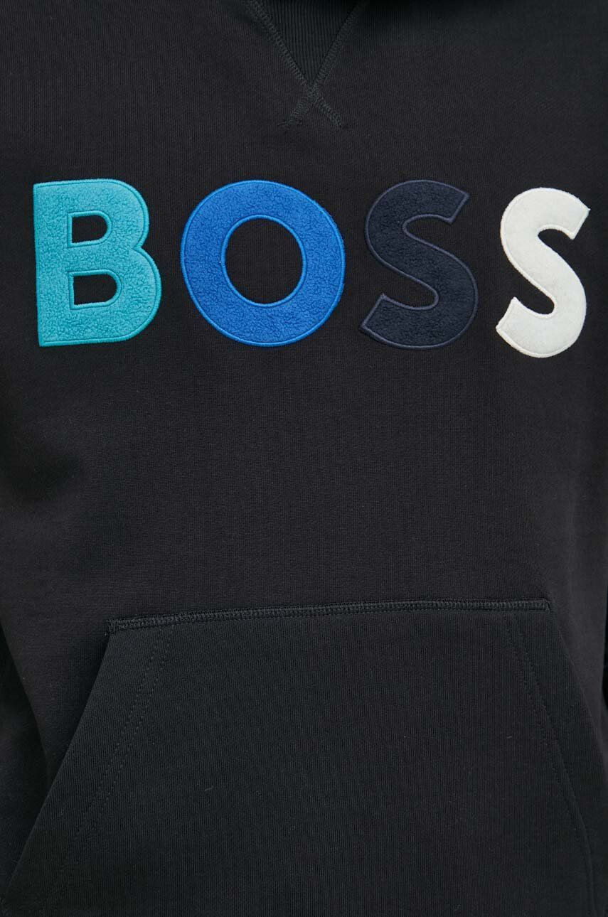 Boss Orange Памучен суичър BOSS BOSS CASUAL в сиво с качулка с изчистен дизайн - Pepit.bg