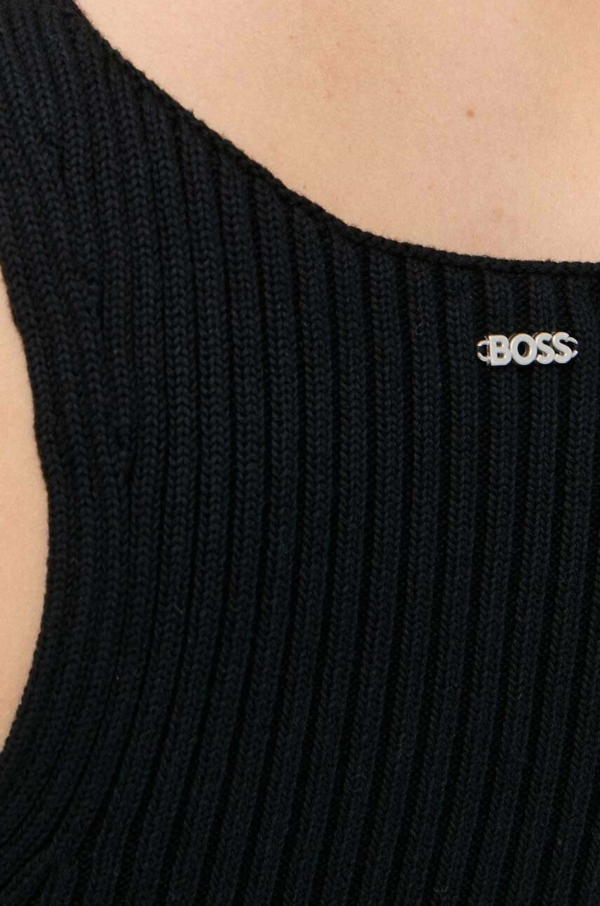 Boss Памучен топ в черно - Pepit.bg