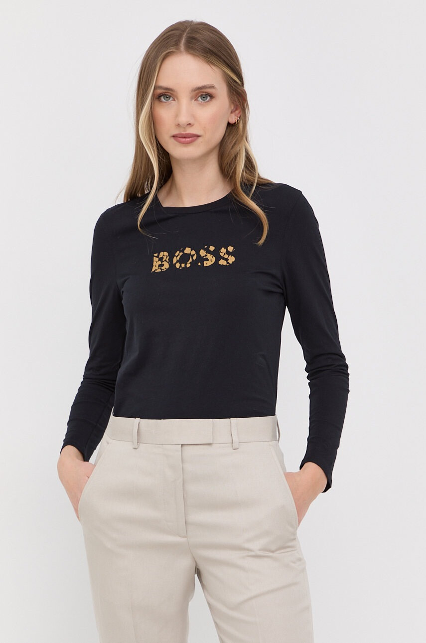 Boss Памучна блуза с дълги ръкави - Pepit.bg