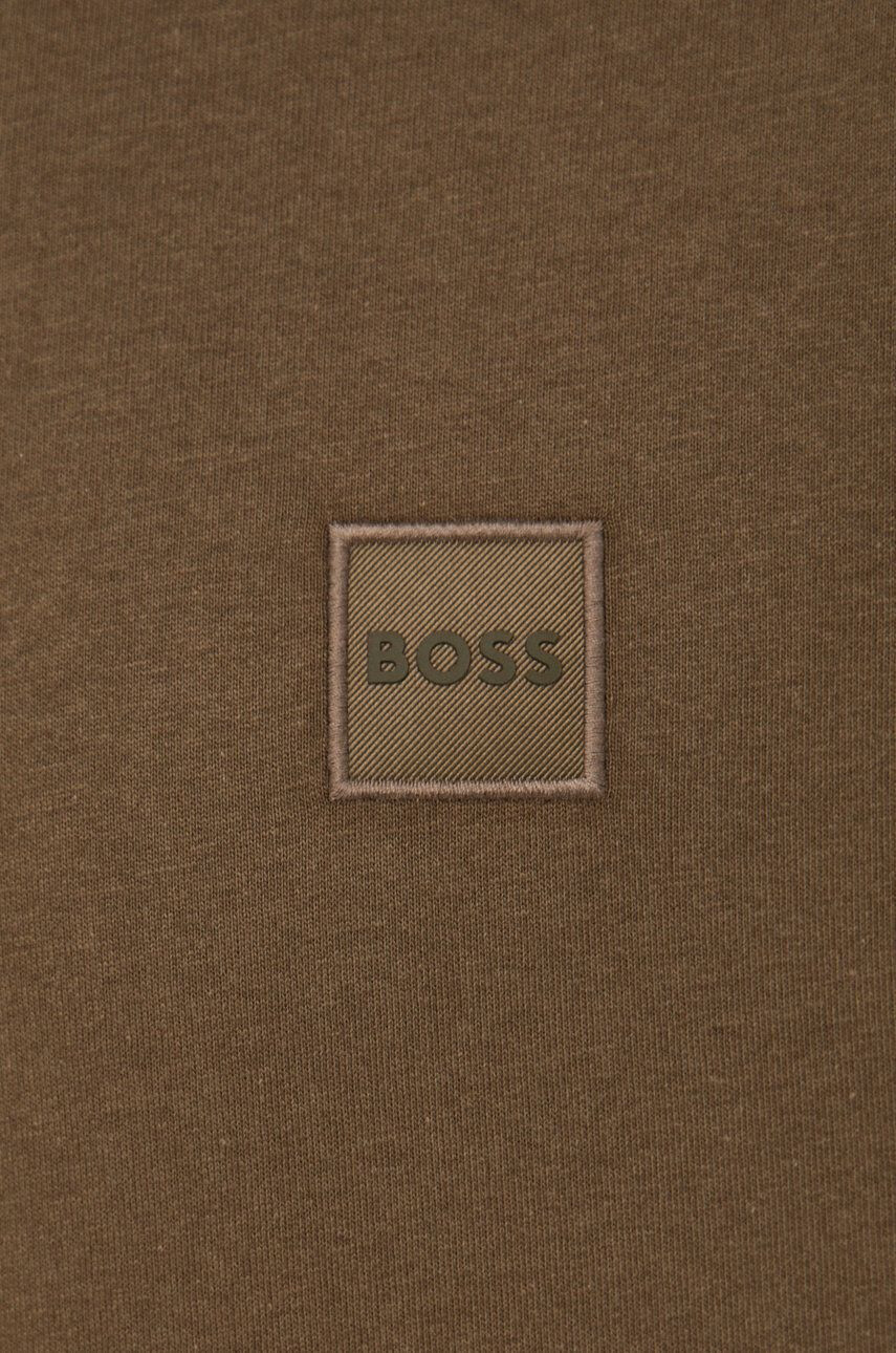 Boss Orange Памучна блуза с дълги ръкави BOSS Boss Casual в зелено с апликация - Pepit.bg