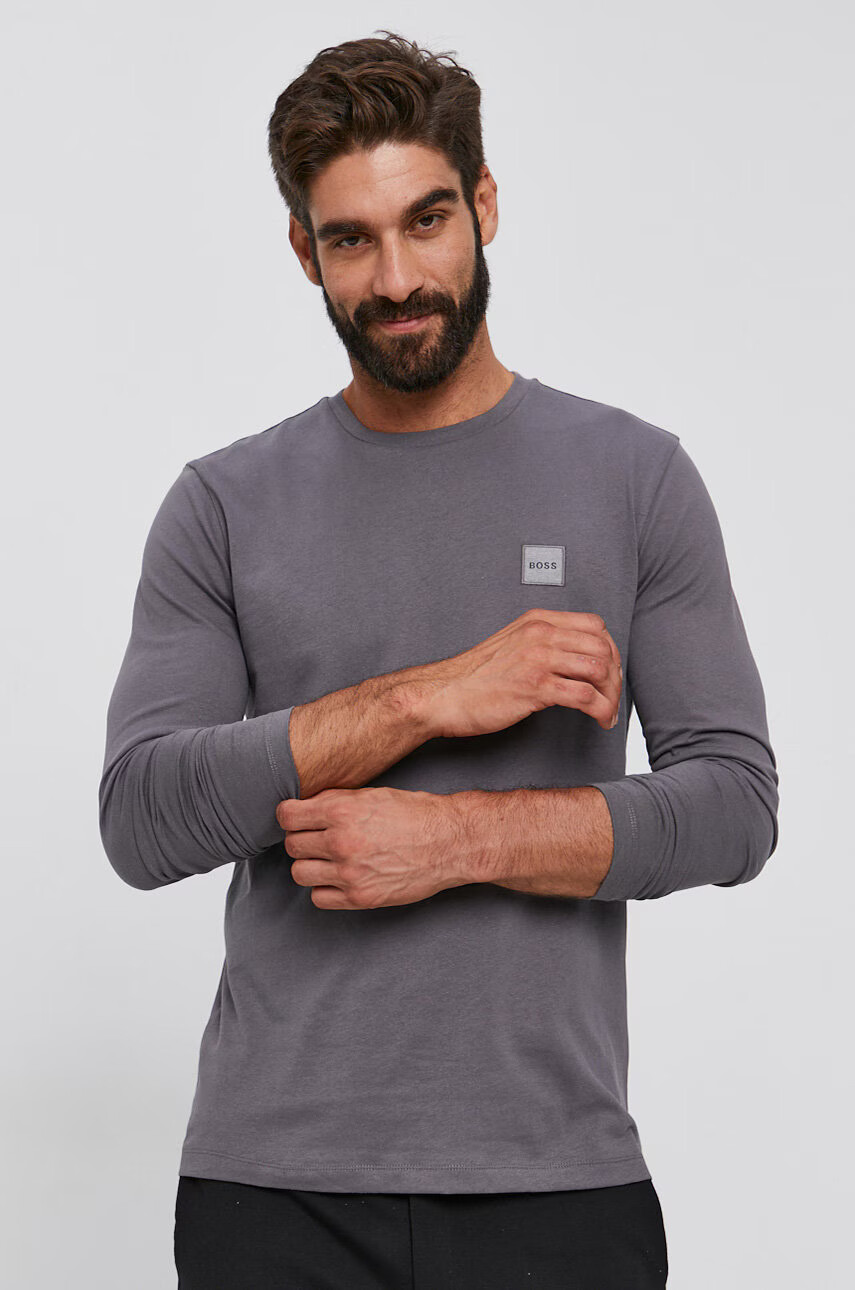 Boss Памучна блуза с дълги ръкави Casual - Pepit.bg