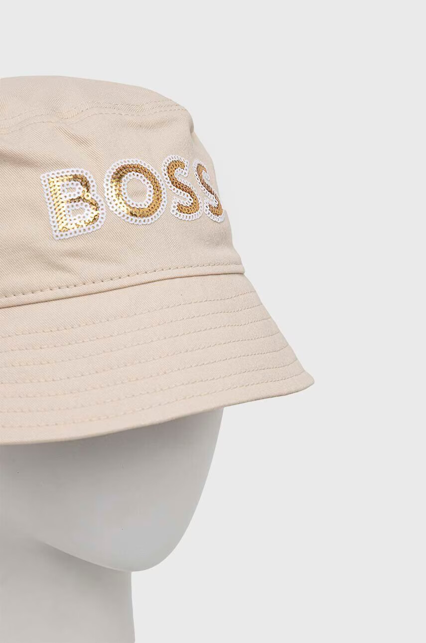 Boss Памучна капела в бежово от памук - Pepit.bg