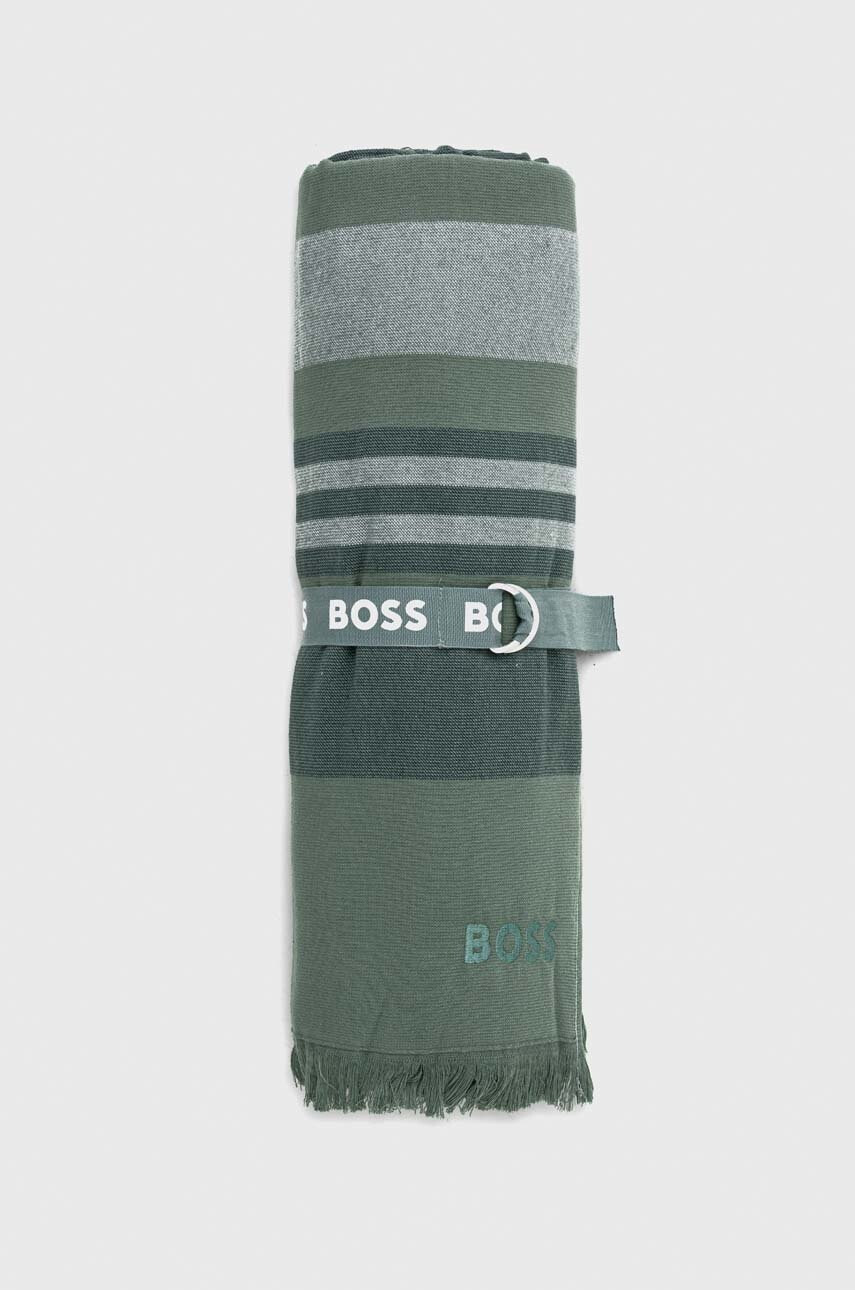 Boss Памучна кърпа в зелено - Pepit.bg