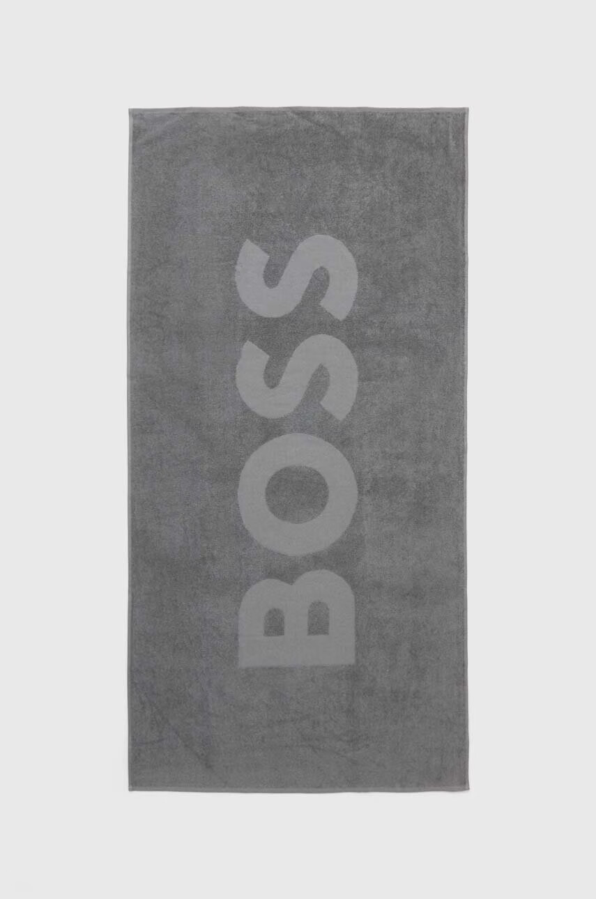 Boss Памучна кърпа в сиво - Pepit.bg