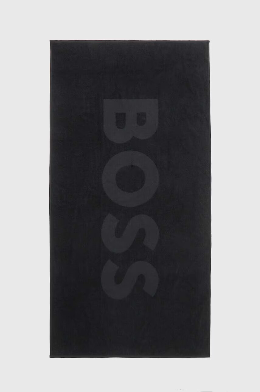 Boss Памучна кърпа в черно - Pepit.bg
