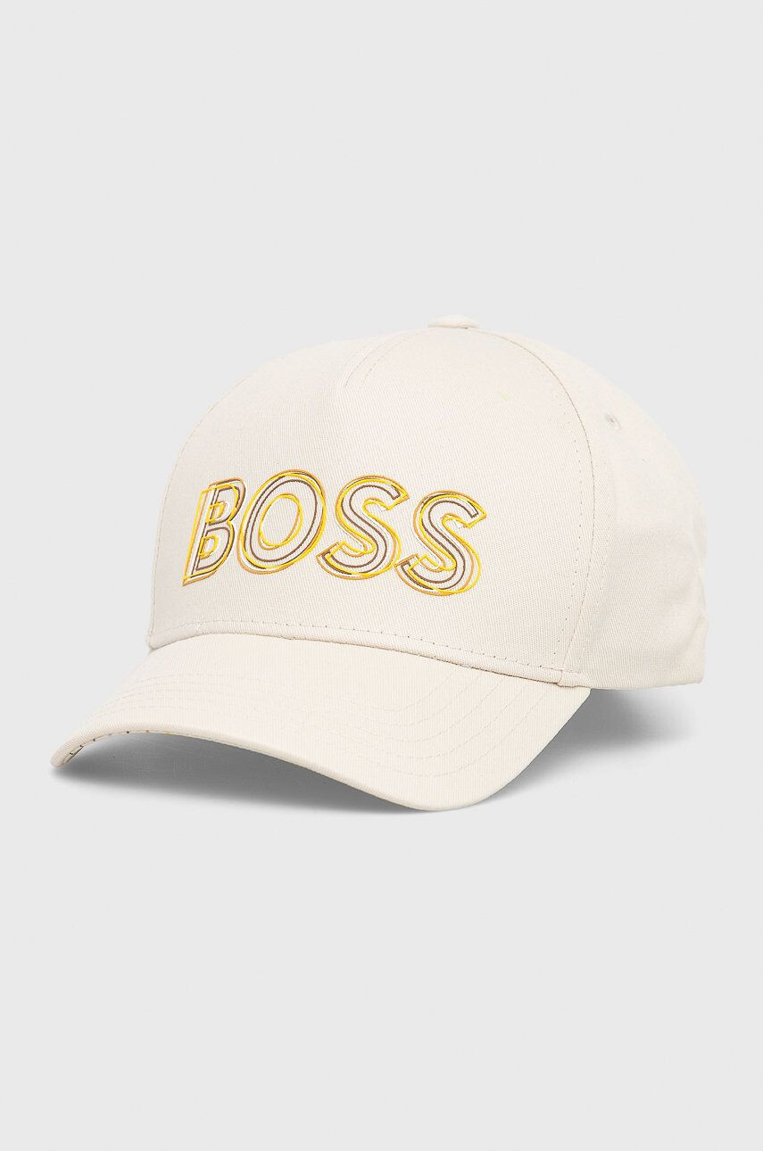 Boss Green Памучна шапка BOSS Boss Athleisure в бежово с принт - Pepit.bg