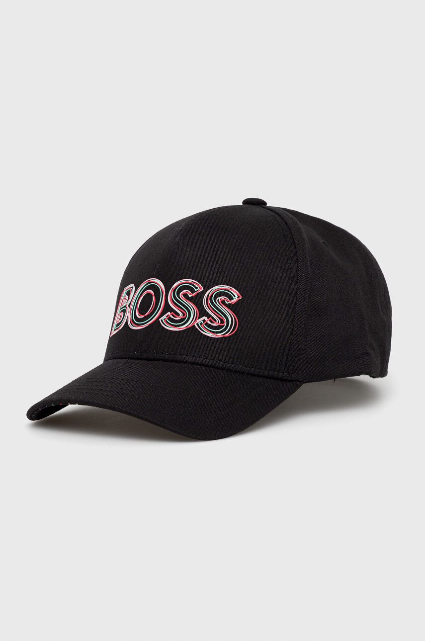 Boss Green Памучна шапка BOSS Boss Athleisure в черно с принт - Pepit.bg