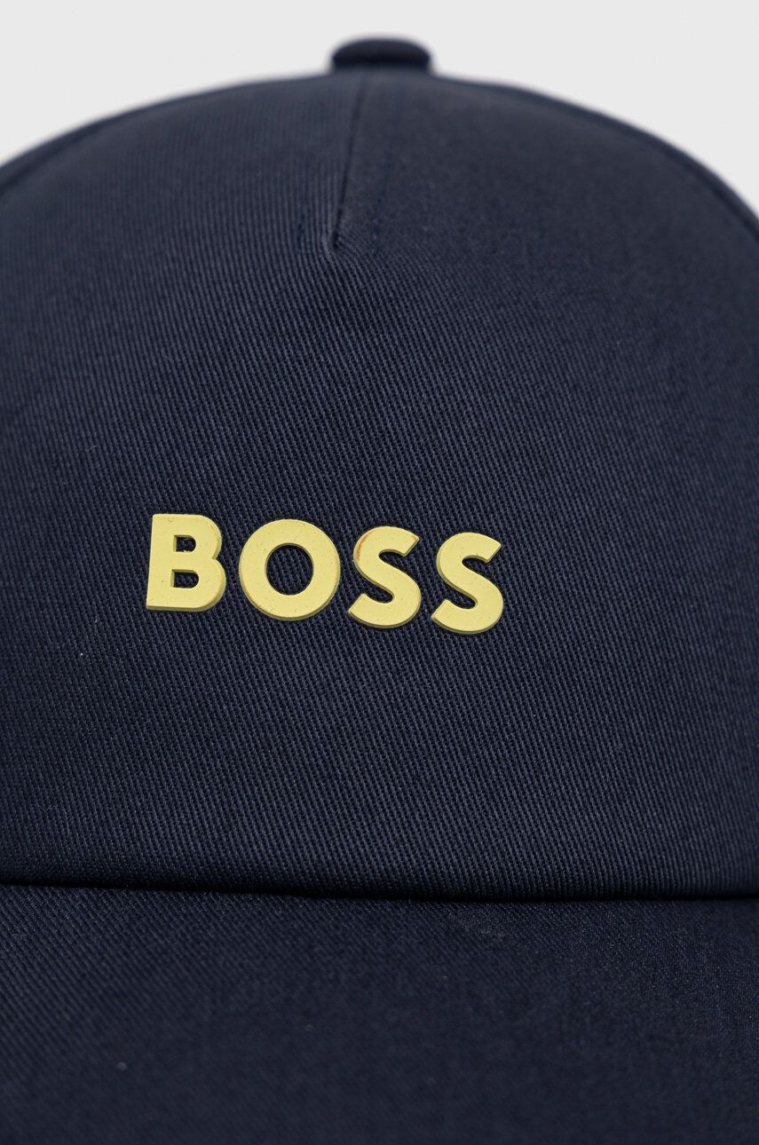 Boss Orange Памучна шапка BOSS Casual в тъмносиньо с апликация - Pepit.bg