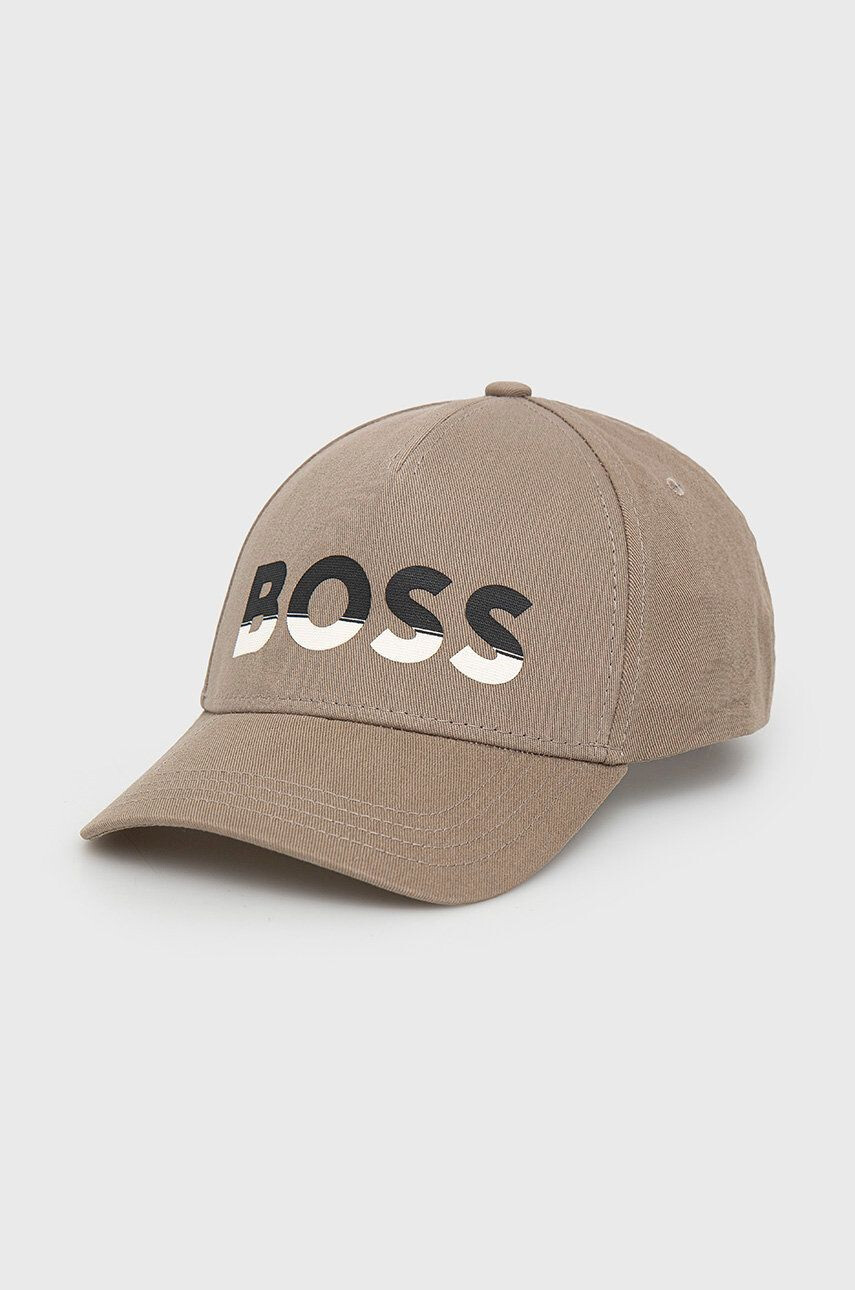 Boss Green Памучна шапка с козирка BOSS Boss Athleisure в зелено с принт - Pepit.bg