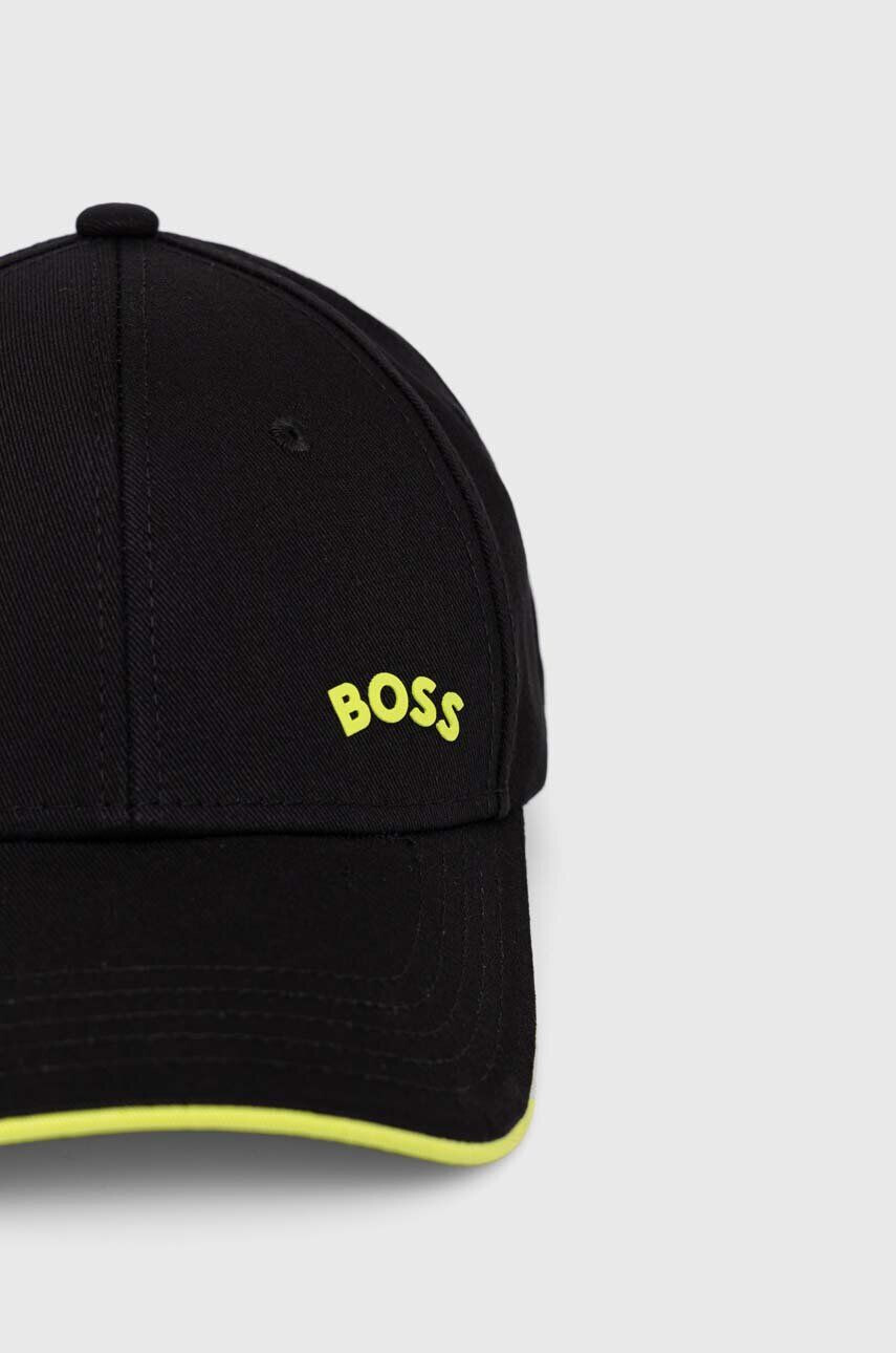 Boss Green Памучна шапка с козирка BOSS в черно с принт - Pepit.bg