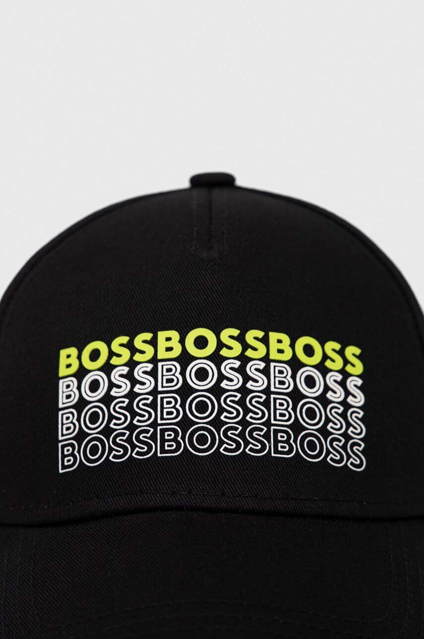 Boss Green Памучна шапка с козирка BOSS в черно с принт - Pepit.bg