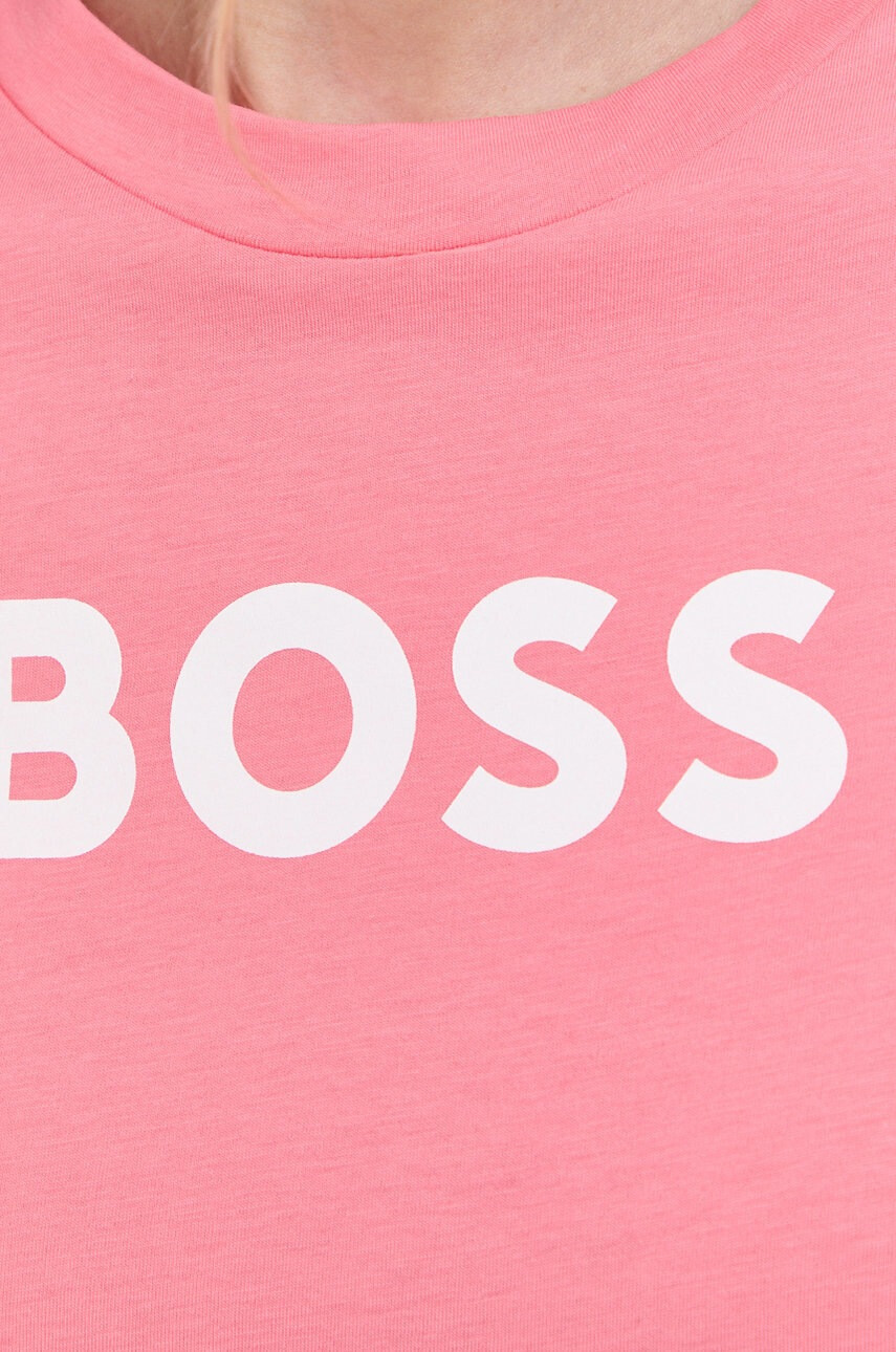 Boss Памучна тениска в розово - Pepit.bg