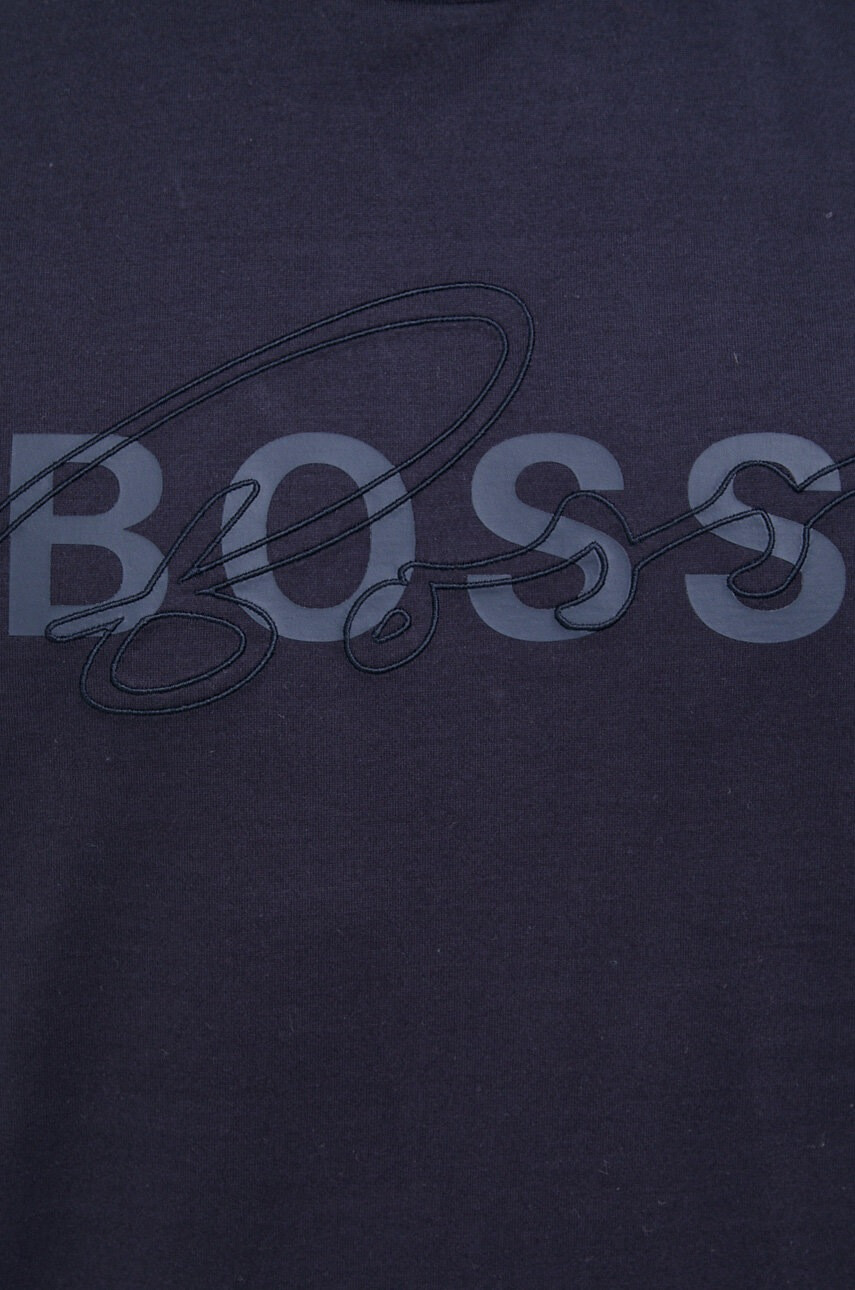 Boss Памучна тениска в бежово - Pepit.bg