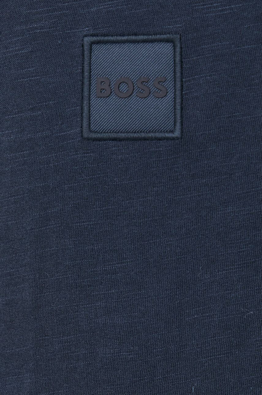 Boss Orange Памучна тениска BOSS Boss Casual в тъмносиньо с изчистен дизайн - Pepit.bg