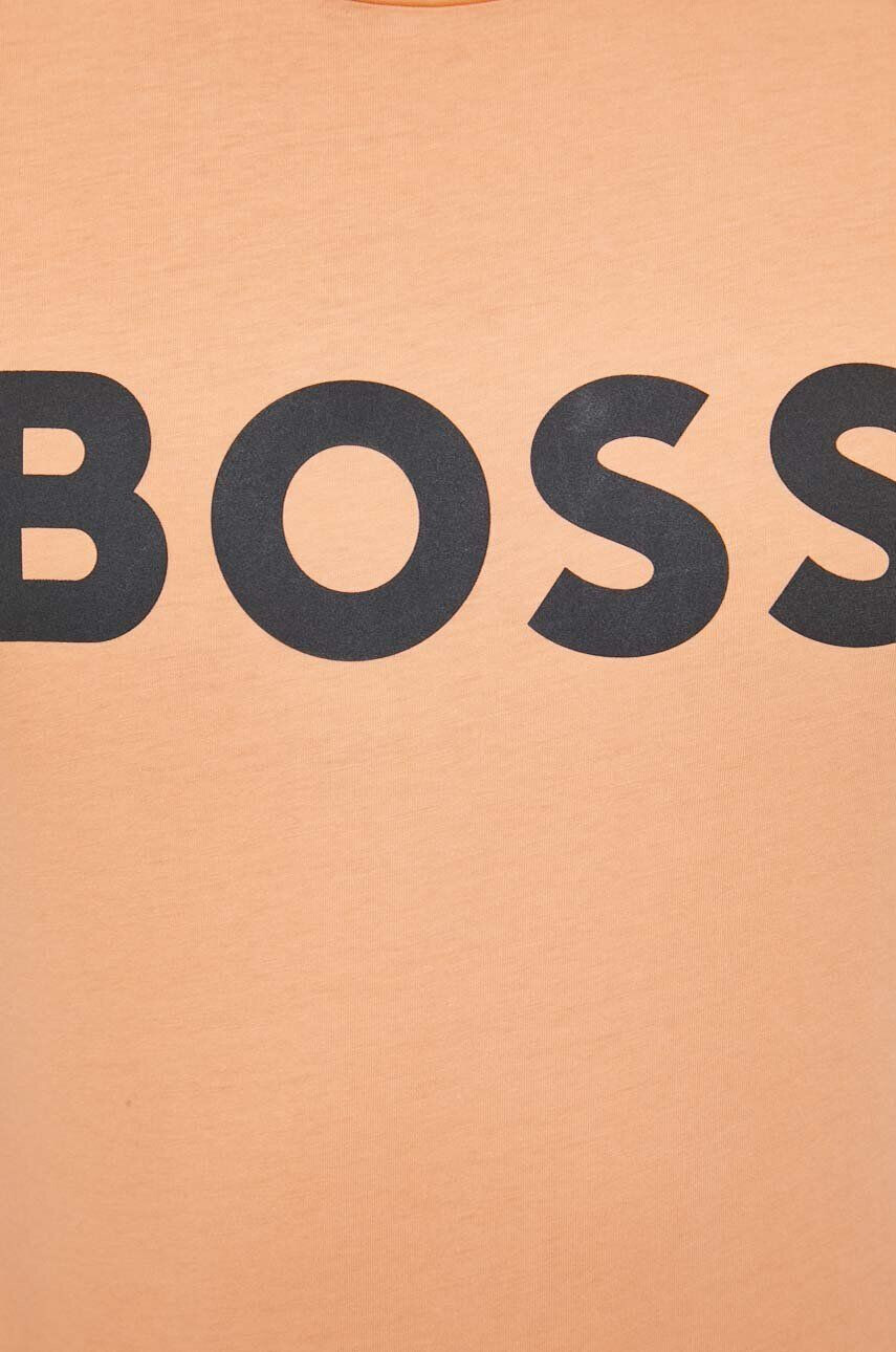 Boss Orange Памучна тениска BOSS BOSS CASUAL в оранжево с принт - Pepit.bg