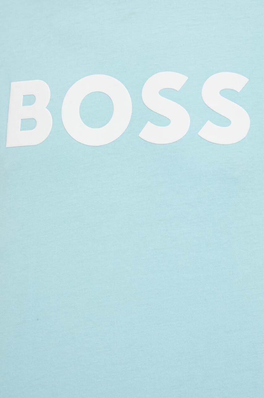 Boss Orange Памучна тениска BOSS BOSS CASUAL в синьо с принт - Pepit.bg