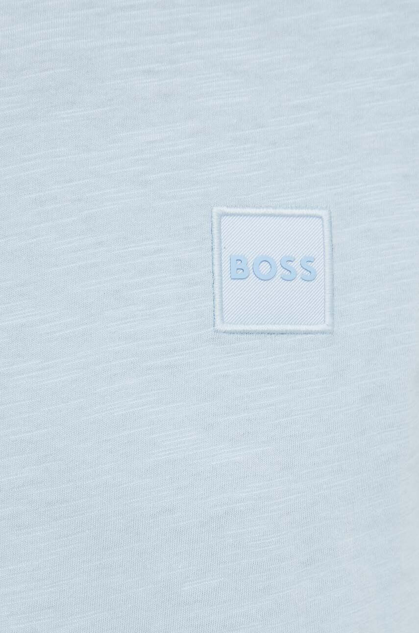 Boss Orange Памучна тениска BOSS BOSS CASUAL в черно с изчистен дизайн - Pepit.bg