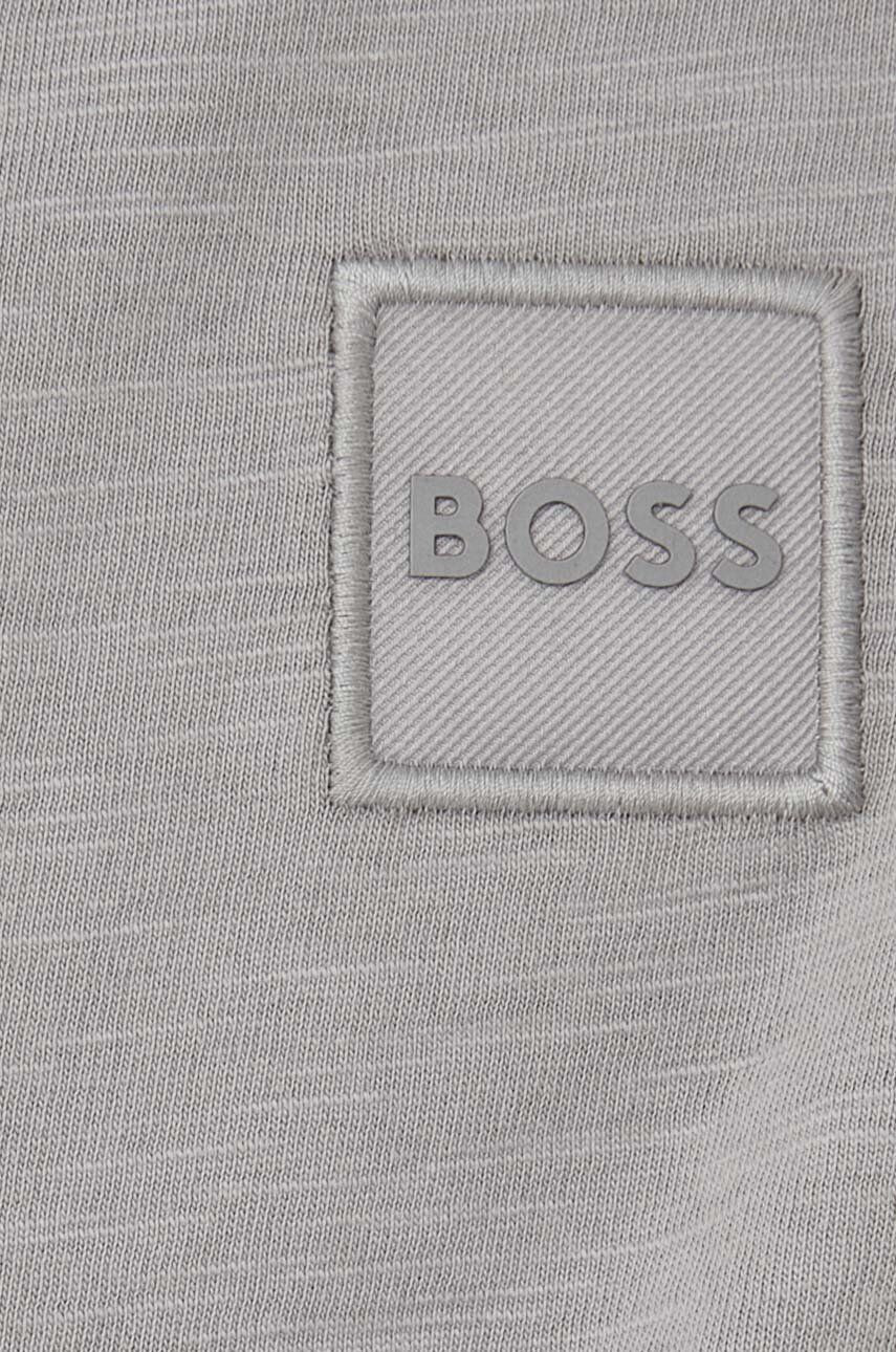 Boss Orange Памучна тениска BOSS CASUAL в сиво с апликация - Pepit.bg