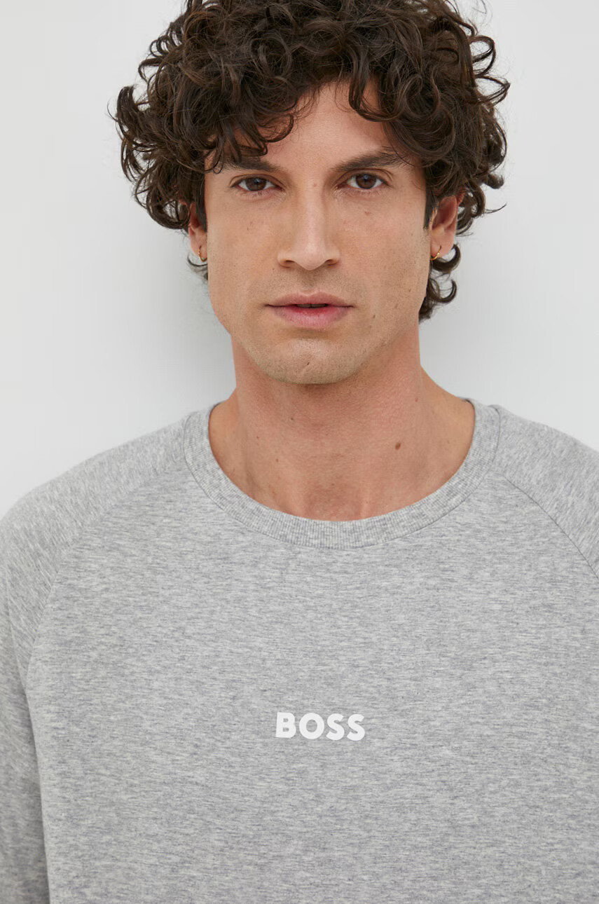 Boss Green Памучна тениска BOSS в сиво с принт - Pepit.bg