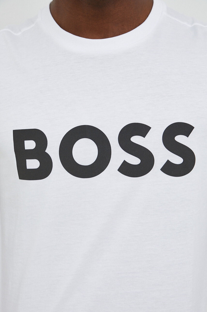 Boss Green Памучна тениска BOSS в бяло с принт - Pepit.bg