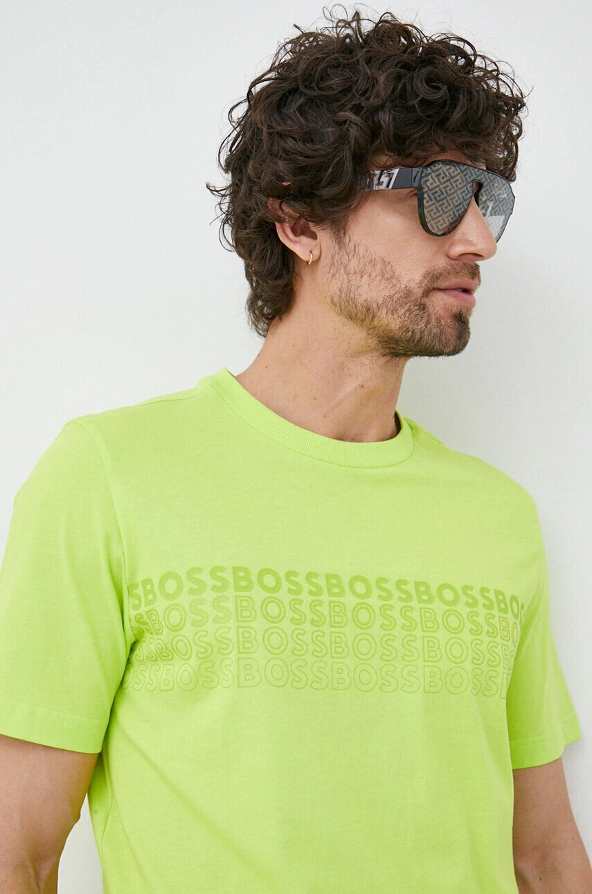 Boss Green Памучна тениска BOSS в зелено с принт - Pepit.bg