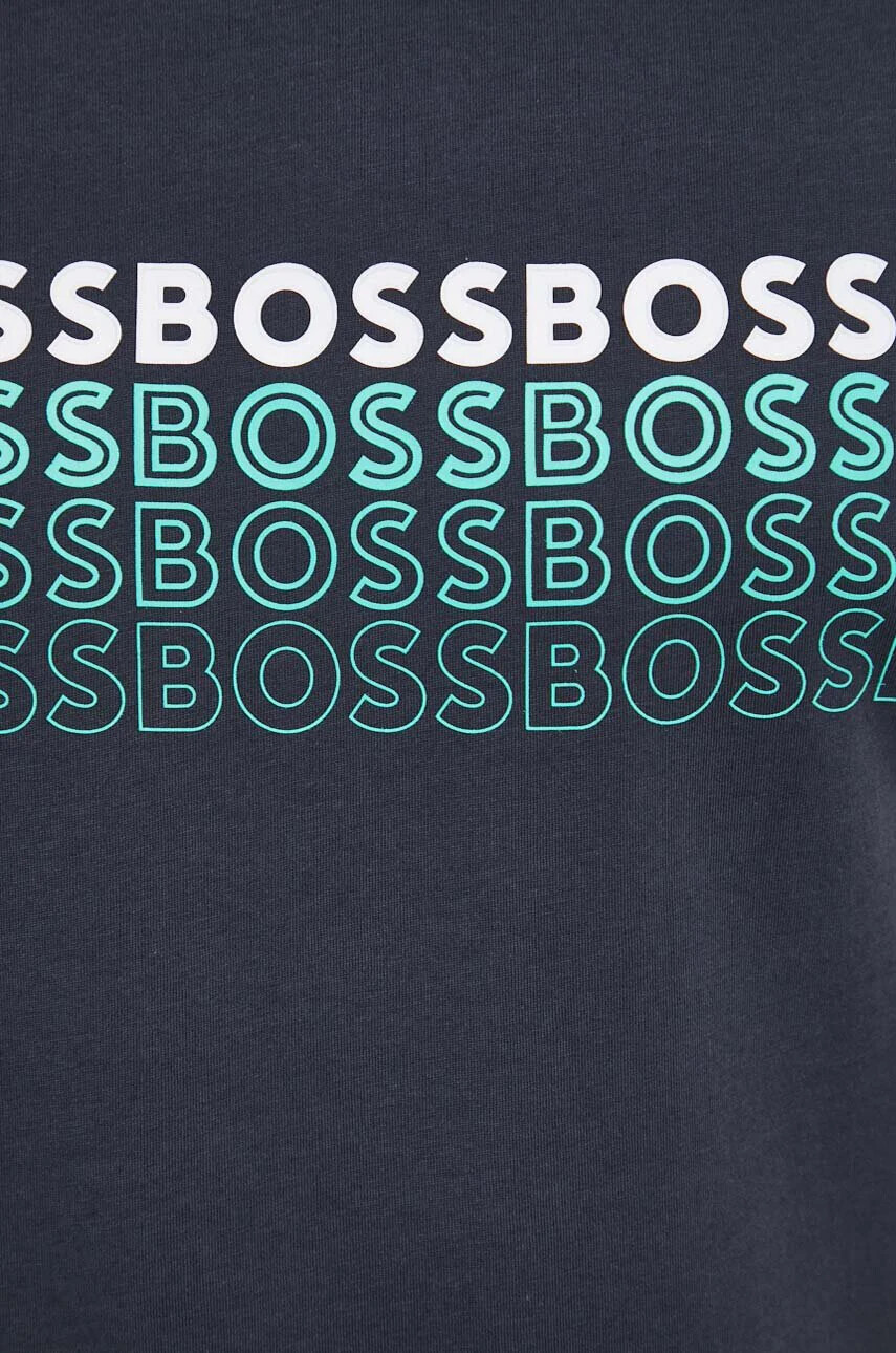 Boss Green Памучна тениска BOSS в синьо с принт - Pepit.bg