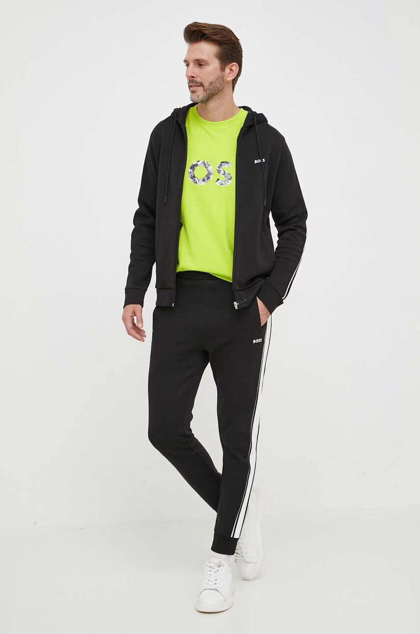 Boss Green Памучна тениска BOSS в зелено с принт - Pepit.bg