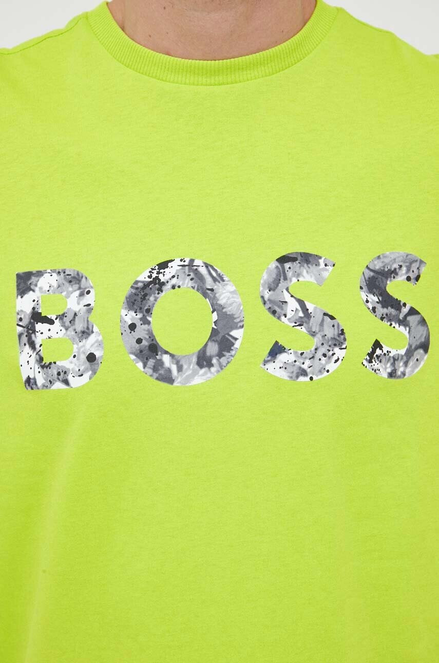 Boss Green Памучна тениска BOSS в зелено с принт - Pepit.bg