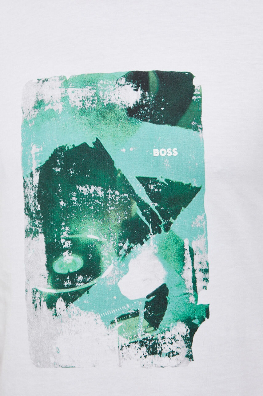 Boss Orange Памучна тениска BOSS в бяло с принт - Pepit.bg