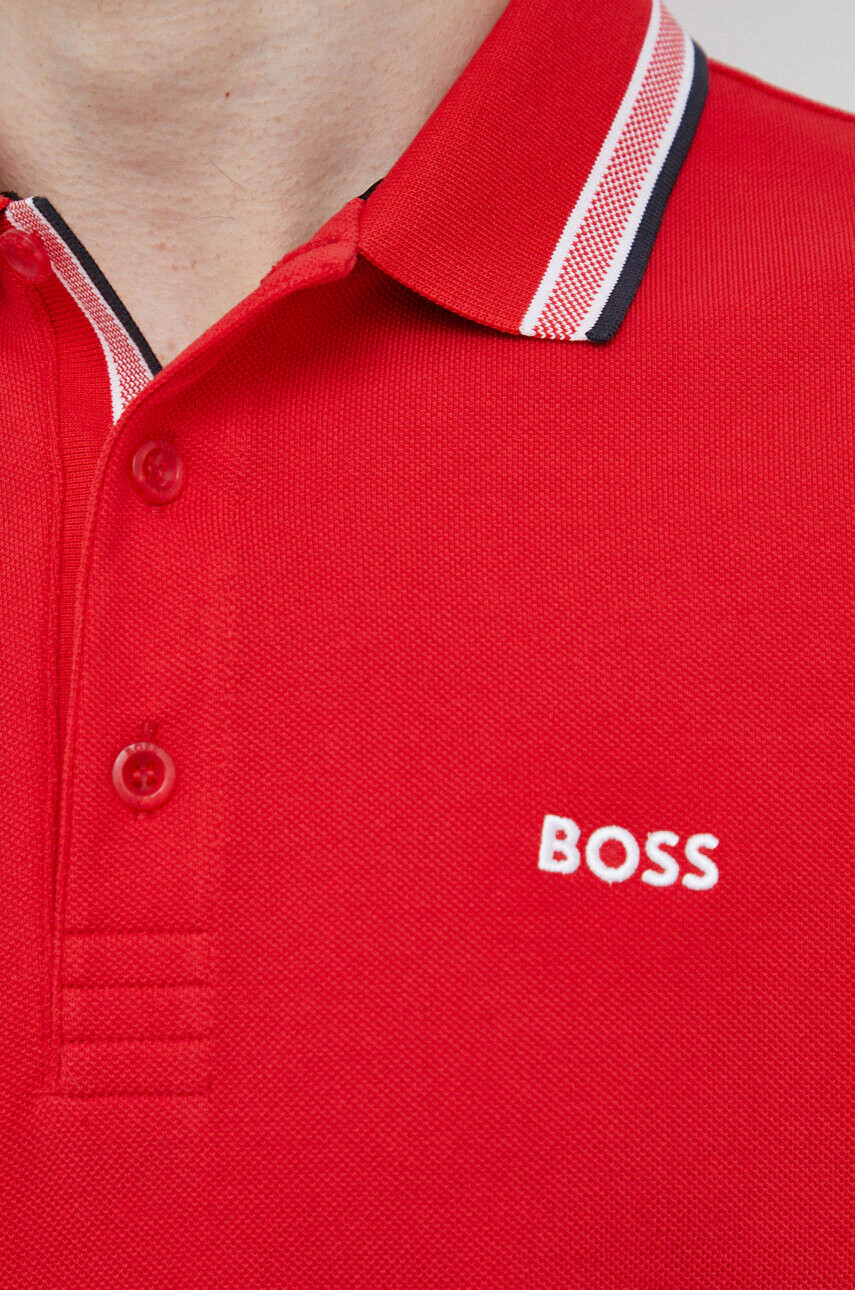 Boss Green Памучна тениска с яка BOSS BOSS ATHLEISURE в червено - Pepit.bg