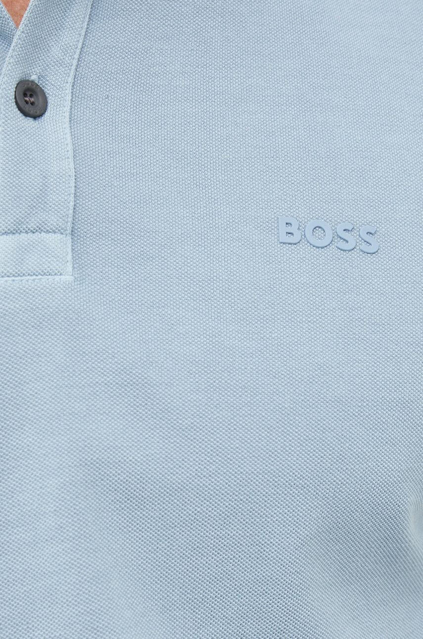 Boss Orange Памучна тениска с яка BOSS Boss Casual в бяло с изчистен дизайн - Pepit.bg