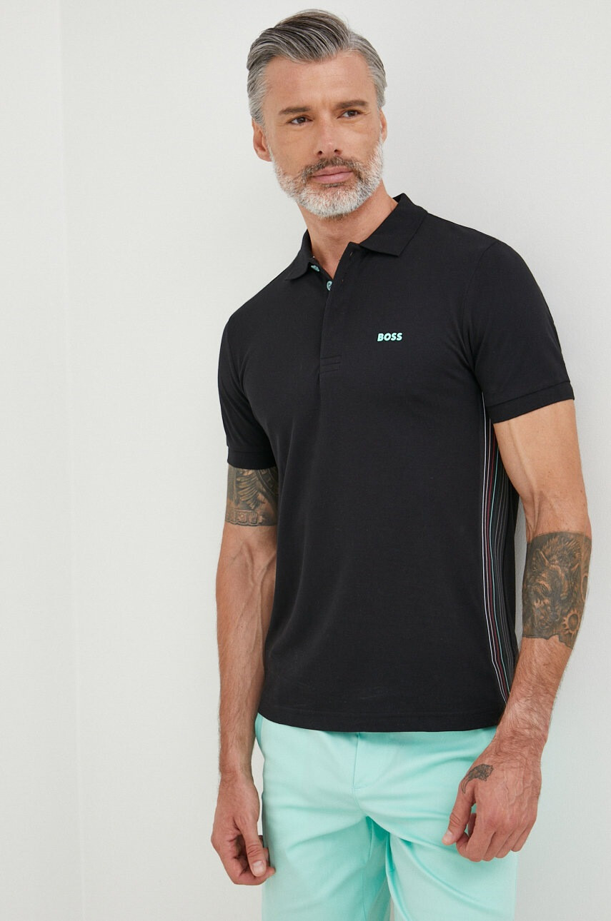 Boss Памучна тениска с яка Athleisure - Pepit.bg