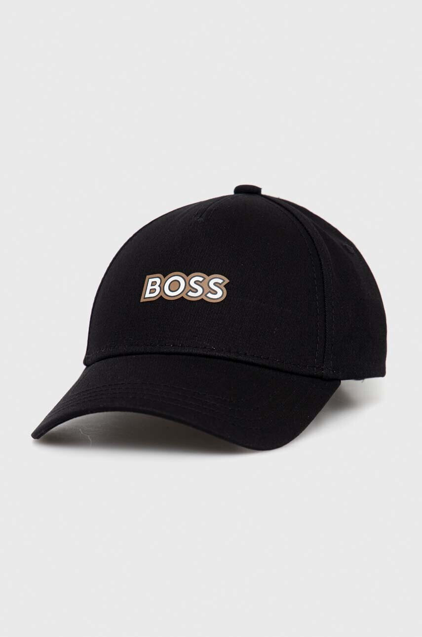 Boss Шапка с козирка в черно с принт - Pepit.bg