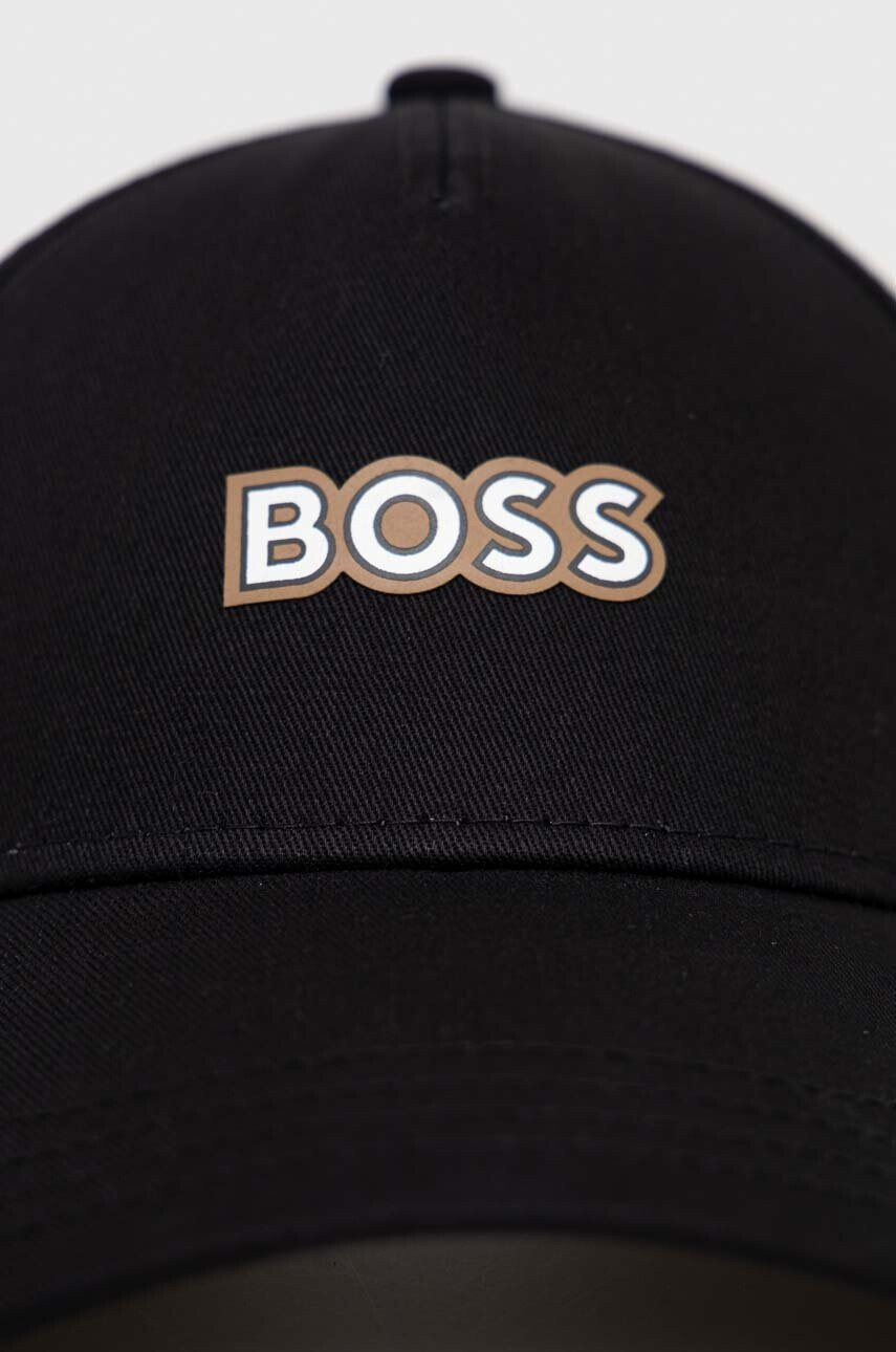 Boss Шапка с козирка в черно с принт - Pepit.bg