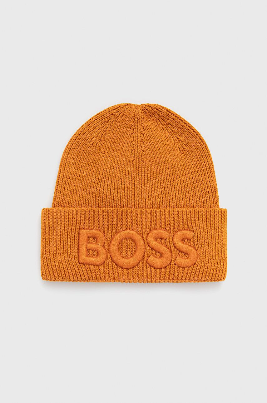 Boss Orange Шапка с вълна BOSS Boss Casual в оранжево от плътен трикотаж - Pepit.bg