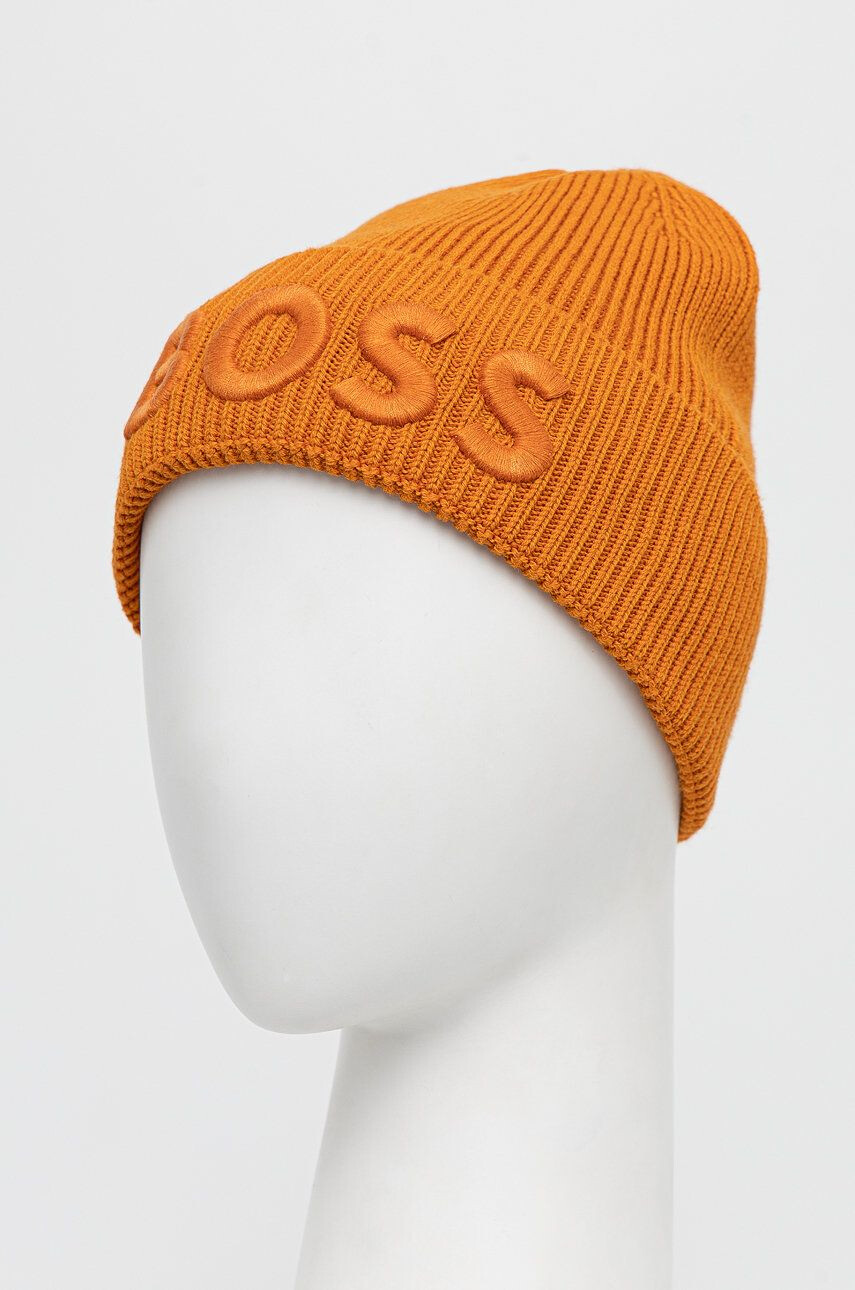 Boss Orange Шапка с вълна BOSS Boss Casual в оранжево от плътен трикотаж - Pepit.bg